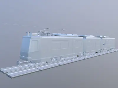 Train metro on tracks Low-poly 3D model
