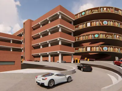 Library parking lot 3D model