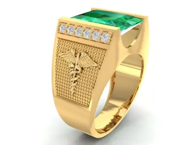 Luxury Emerald Square Men Ring  2143 3D print model