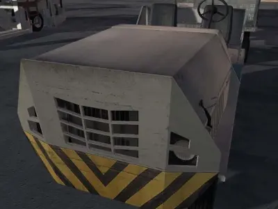 Airport Baggage Tractor and Cart Low-poly 3D model