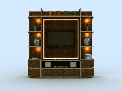 T V Unit minecraft entertainment center Low-poly 3D model