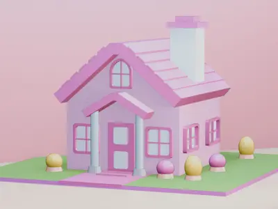 Stylized Low Poly House 3D Model  Game Ready Low-poly 3D model