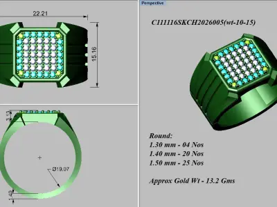 light weight gold diamond rings-C111116SKCH2026005-wt-10-15 3D print model