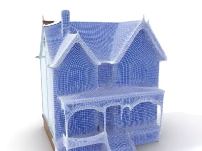 Victorian Blue Mansion model pack Low-poly 3D model