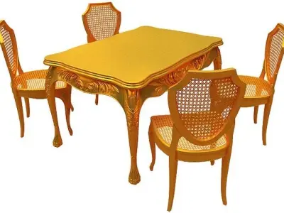 Classical Dining set Low-poly 3D model