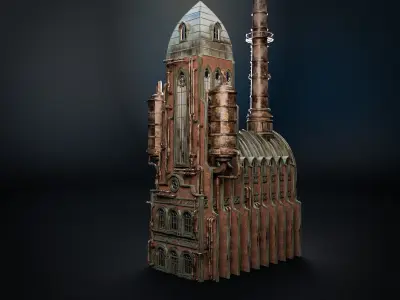 STEAMPUNK INDUSTRIAL BUILDING 1 Low-poly 3D model