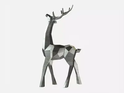 Reindeer 3D print model silver deer sculpture 3D print model