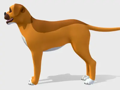 Cartoon Dog - Boxer Low-poly 3D model