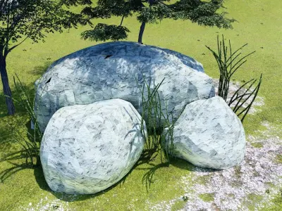 ROCKS AND BUSHES-LOW POLY  Free low-poly 3D model