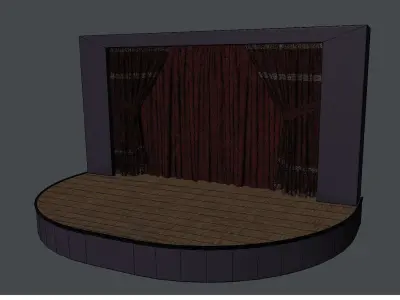 Theatre stage with curtains Low-poly 3D model