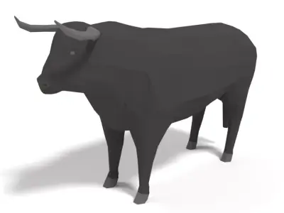 Low Poly Cartoon Bull Low-poly 3D model