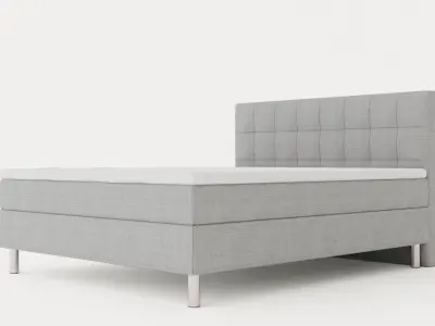 George Complete Bed Package 160cm Quilted Headboard Lightgr Low-poly 3D model