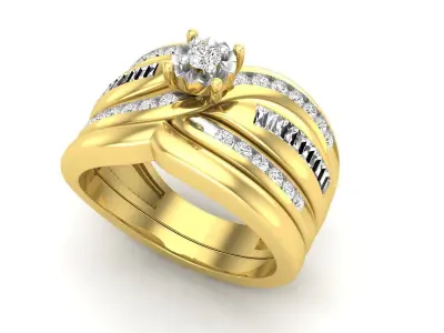 AV 616 Baguette and Round Diamond Bridal Ring Set 3D print model