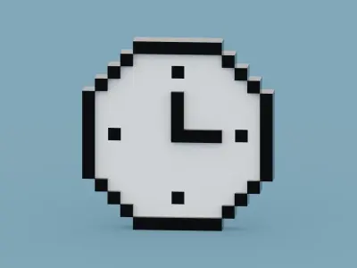 Voxel Black Clock Low-poly 3D model