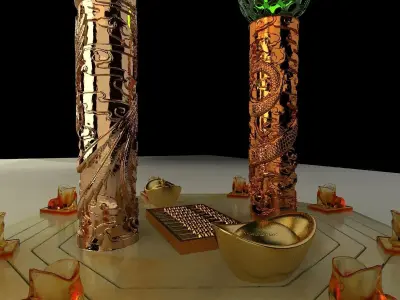 Chinese gold Ingot 3D model