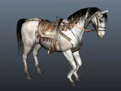 White horse 3D model buy