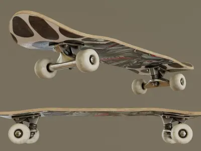 Skateboard - Cow Deck Low-poly 3D model