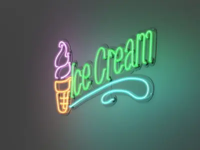 Ice Cream 5 - Neon Sign 3D model