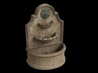Mission Style Outdoor Fountain With Led Lights Low-poly 3D model