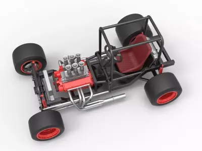 Vintage Supermodified stock car Base Scale 1 to 25 3D print model