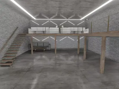 Loft Interior garage 3D model