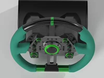 Racing Steering Wheel Low-poly 3D model