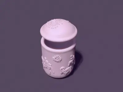 cup with lid decorated with petroglyphs for casting 3D print model