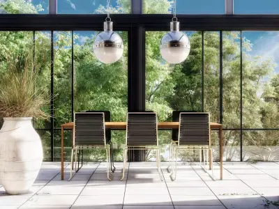 Geoffrey Single Light Glass Steel Dimmable Pendant Low-poly 3D model