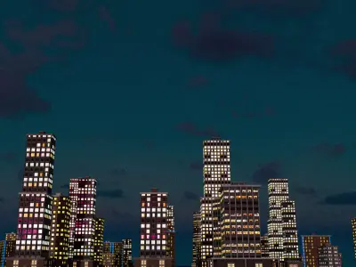 Low Poly City Building Set Free low-poly 3D model