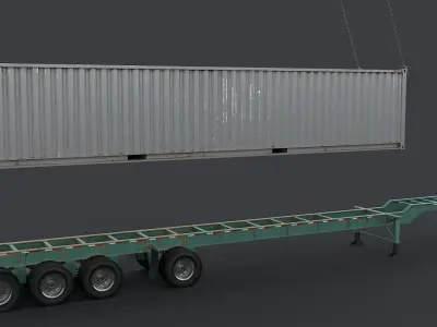 Container semi trailer Low-poly 3D model