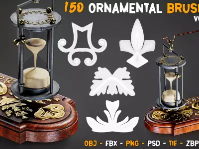 150 Ornamental Brushes AND  IMM   Vol 48 Low-poly 3D model
