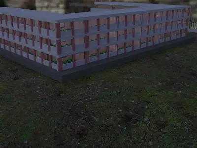 school building Low-poly 3D model