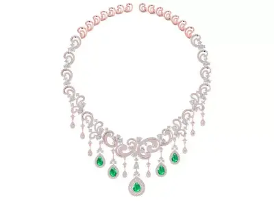 Luxury Ornate Drop Gemstone Necklace Design  2193 3D print model