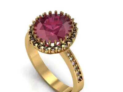 ruby oval with daimond ring 3D print model