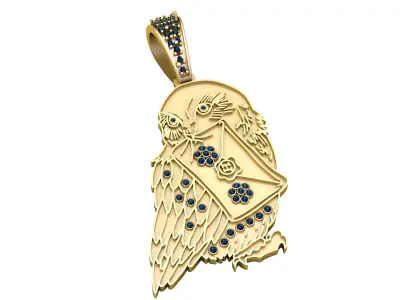 OWL BIRD SAPPHIRE PENDANT 3D PRINTABLE MODEL  3D print model