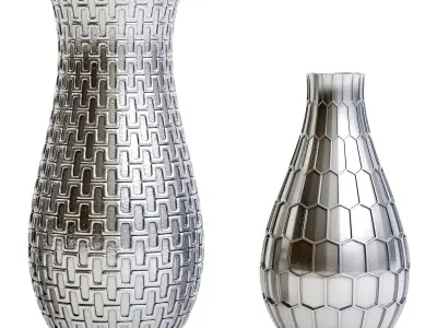 vase set 1 silver 3D model