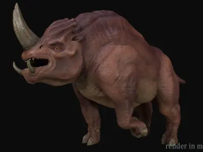 Rhino creature Low-poly 3D model
