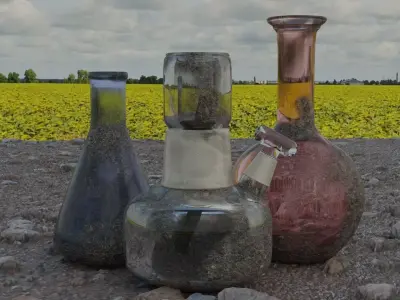 Model of chemical devices Alcohol lamp and flasks  3D model