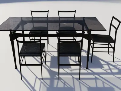 Outdoortablechairsglass 3D model