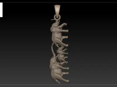 animal elephant family pendant stl  3D print model