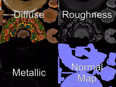 Colorful Stained Glass Lamp model pack Low-poly 3D model