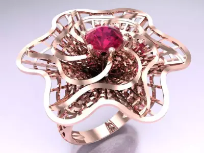  Mesh flower ring - Italian rings - Womens Rings - N6438 3D print model