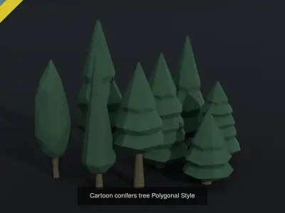Cartoon fantasy trees asset Polygonal Style 3D Model Collection