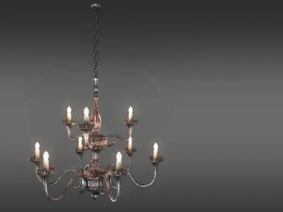 Wrought iron ceiling chandelier 3D model