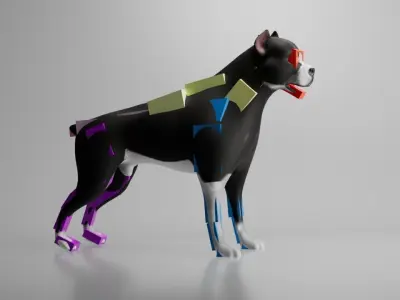 This is a model of a pit bull dog Low-poly 3D model