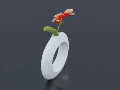 Flower on vase Low-poly 3D model
