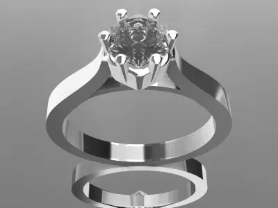 Elegant Solitaire Engagement Ring  STL OBJ 3D print model