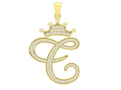 Luxury Crown Letter E Pendant Jewelry 3D Model 3917 3D print model