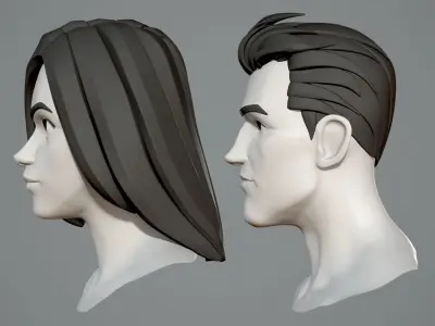 Male and female cartoon characters base mesh 3D model