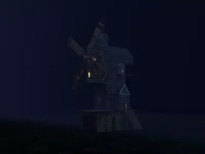 old Windmill in the woods Low-poly 3D model